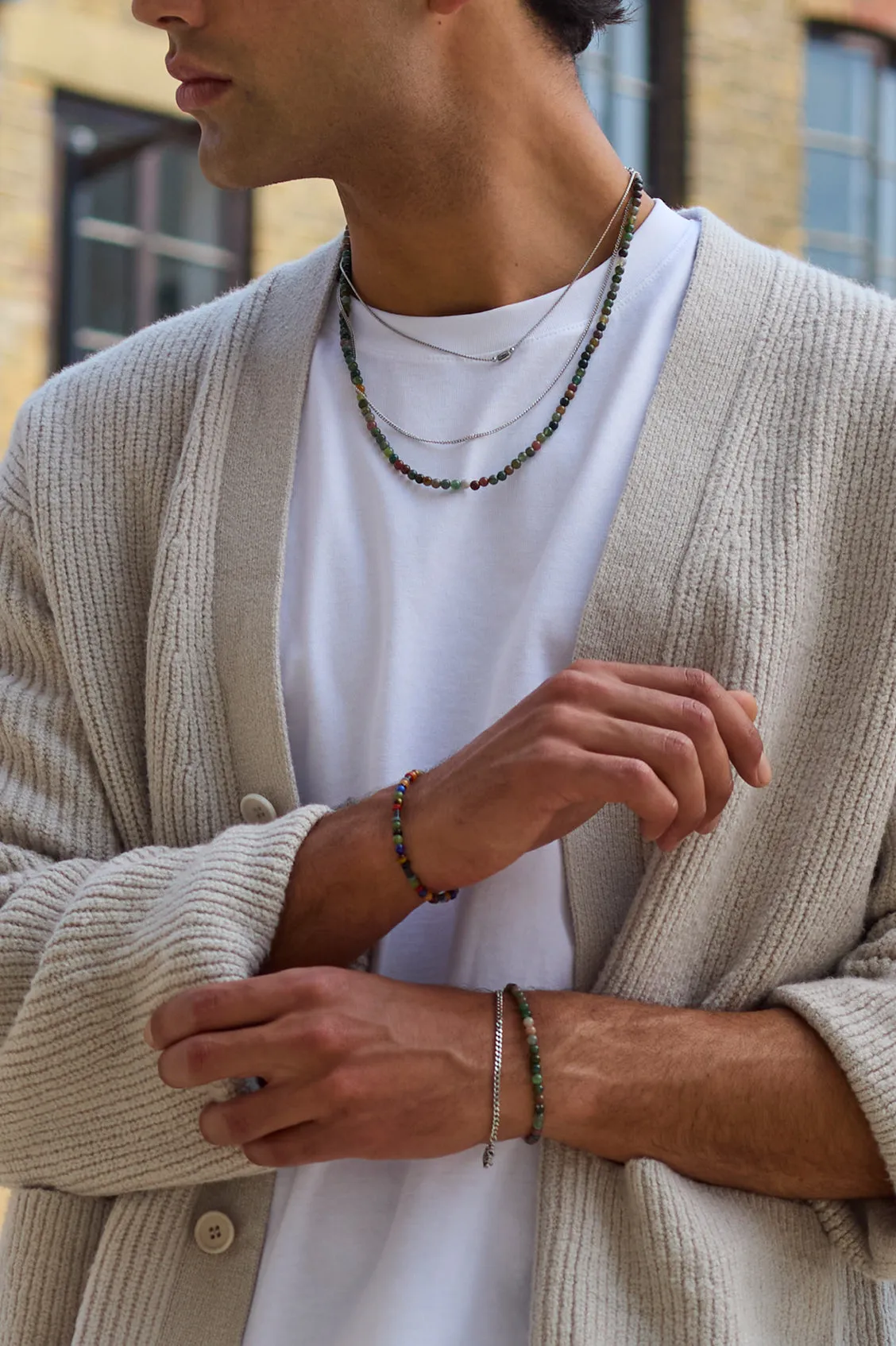 Men's Mixed Gemstone And Acrylic Beaded Bracelet sold by Estella Bartlett product image thumbnail 5