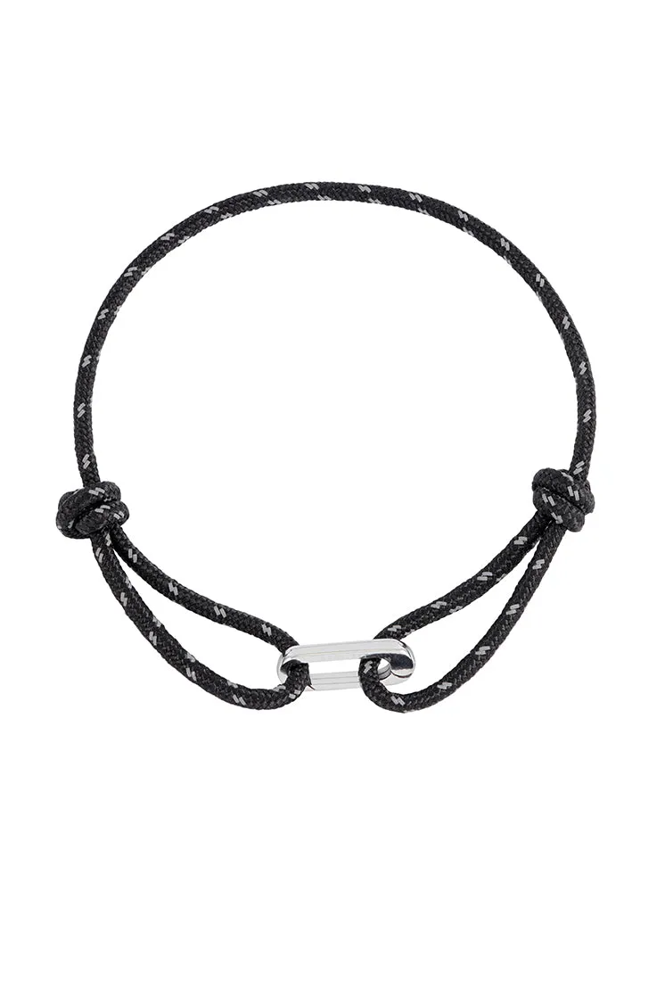 Men's Black And Grey Single Link Carabiner Cord Bracelet sold by Estella Bartlett product image thumbnail 3