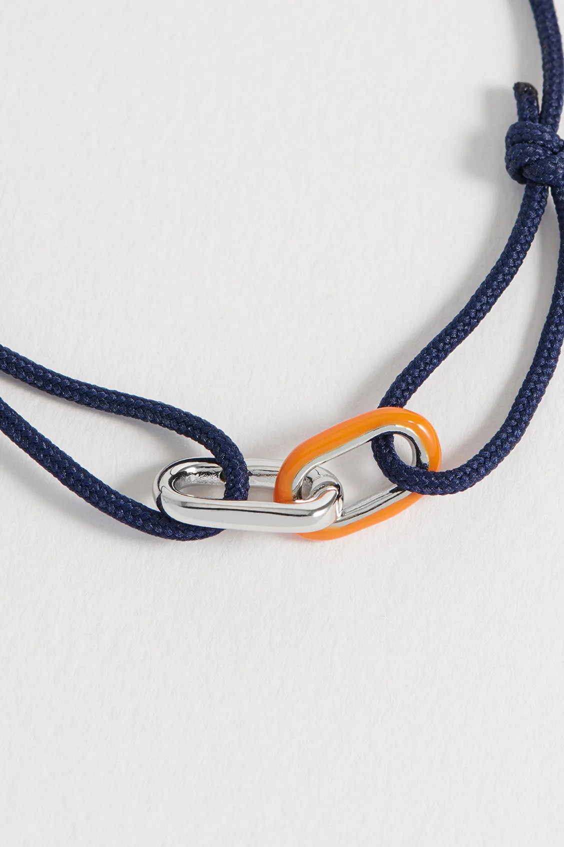 Men's Navy and Orange Double Link Carabiner Cord Bracelet sold by Estella Bartlett product image thumbnail 4
