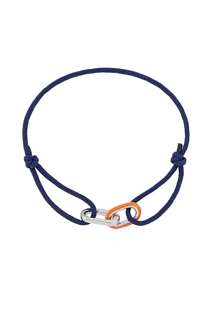 Men's Navy and Orange Double Link Carabiner Cord Bracelet sold by Estella Bartlett product image thumbnail 3