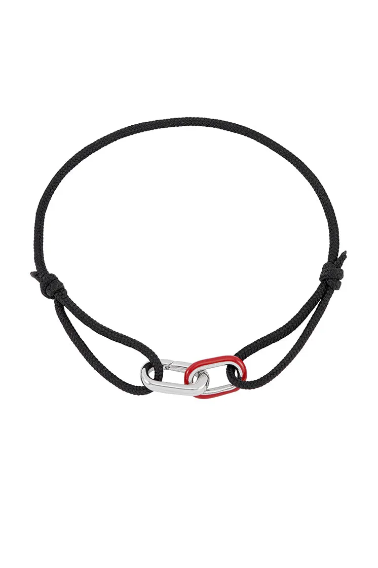 Men's Black and Red Double Link Carabiner Cord Bracelet sold by Estella Bartlett product image thumbnail 3