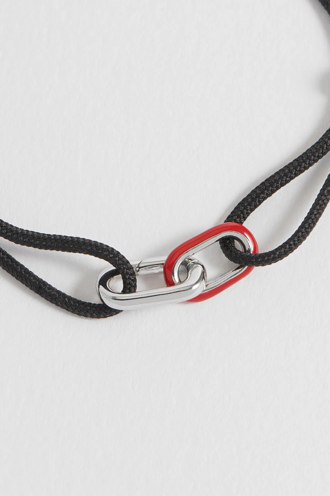 Men's Black and Red Double Link Carabiner Cord Bracelet sold by Estella Bartlett product image thumbnail 4