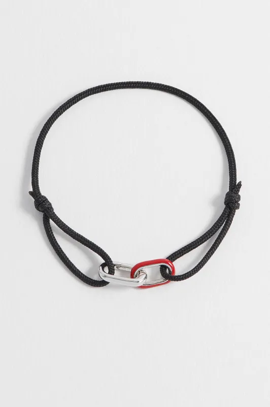 Men's Black and Red Double Link Carabiner Cord Bracelet sold by Estella Bartlett