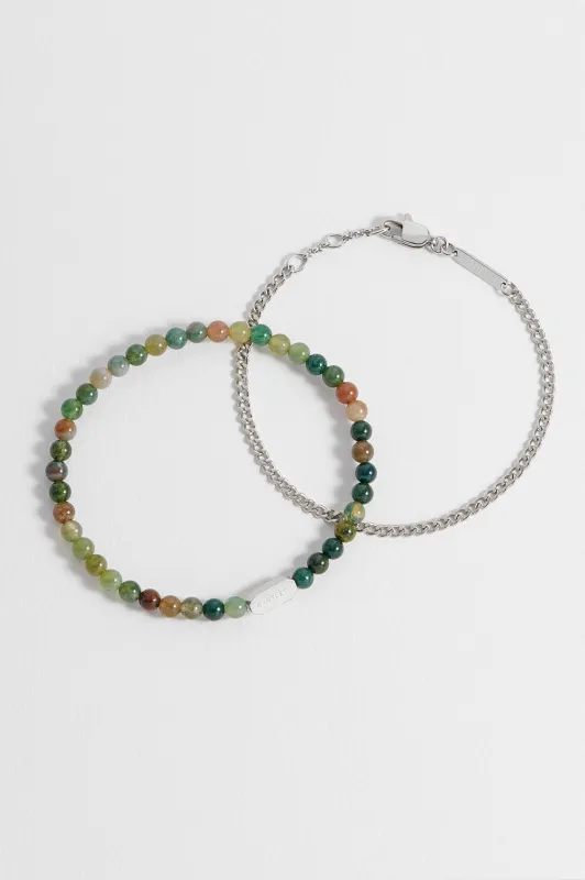 Men's Green Agate Duo Bracelet Set sold by Estella Bartlett