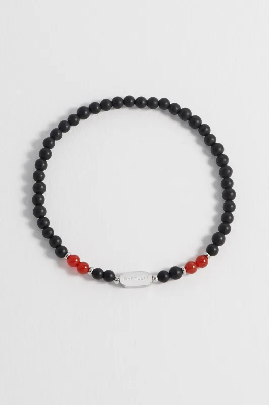 Men's Black Onyx Bracelet With Red Agate Accent sold by Estella Bartlett