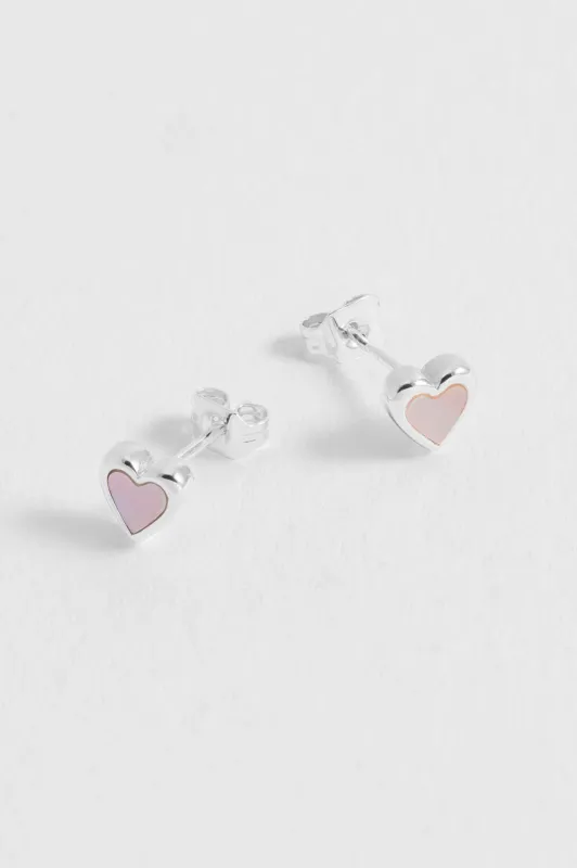 Pink Pearl Heart Stud Earrings sold by Estella Bartlett