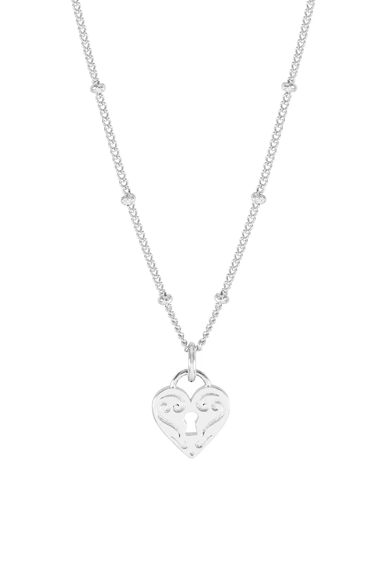 Engraved Heart Padlock Necklace sold by Estella Bartlett product image thumbnail 3