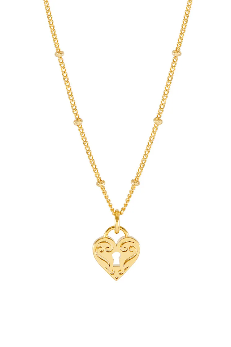 Engraved Heart Padlock Necklace sold by Estella Bartlett product image thumbnail 3