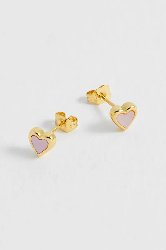Pink Pearl Heart Stud Earrings sold by Estella Bartlett