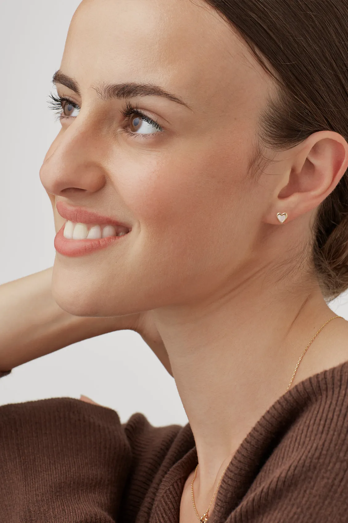 Pink Pearl Heart Stud Earrings sold by Estella Bartlett product image thumbnail 5