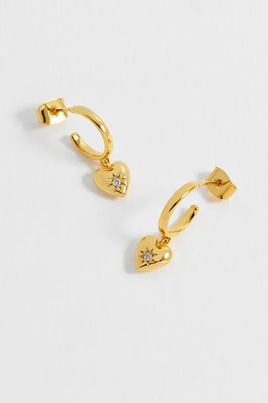 CZ Star Puffy Heart Hoop Earrings sold by Estella Bartlett