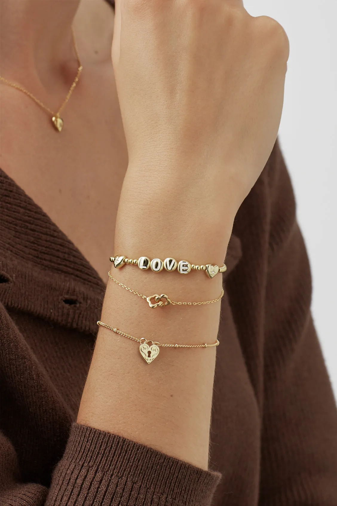 Engraved Heart Padlock Bracelet sold by Estella Bartlett product image thumbnail 2