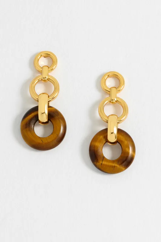 Tigers Eye Graduated Round Link Drop Earrings sold by Estella Bartlett