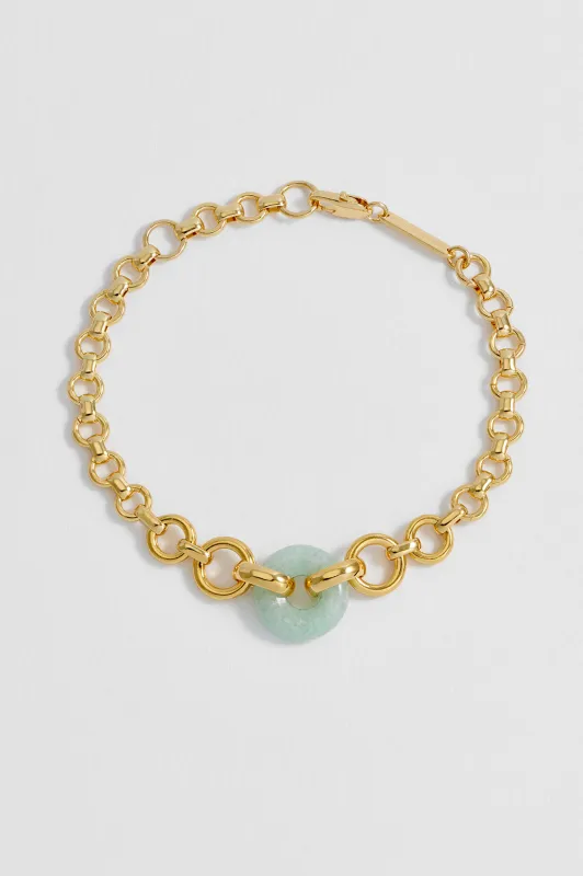 Green Quartz Graduated Link T-Bar Bracelet sold by Estella Bartlett
