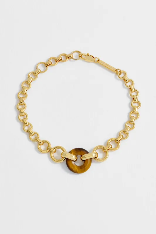 Tigers Eye Graduated Link T-Bar Bracelet sold by Estella Bartlett