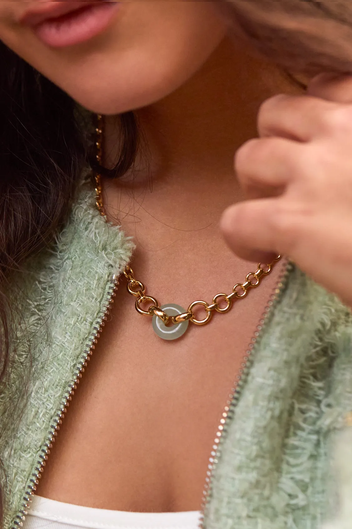 Green Quartz Graduated Round Link Chain Necklace sold by Estella Bartlett product image thumbnail 2