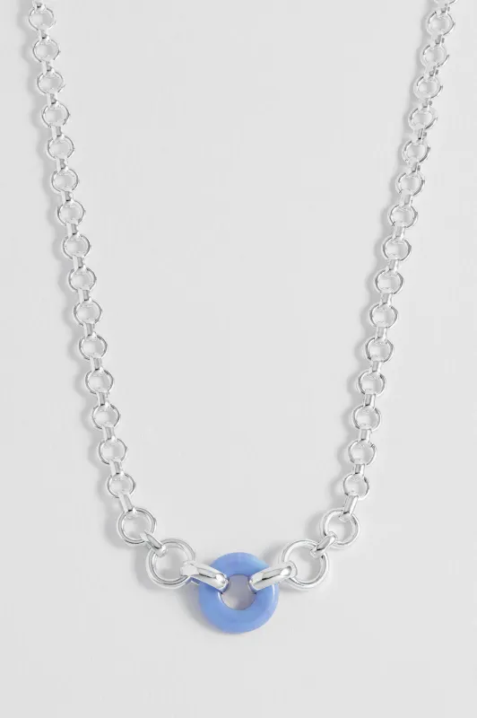 Blue Lace Agate Graduated Round Link Chain Necklace sold by Estella Bartlett