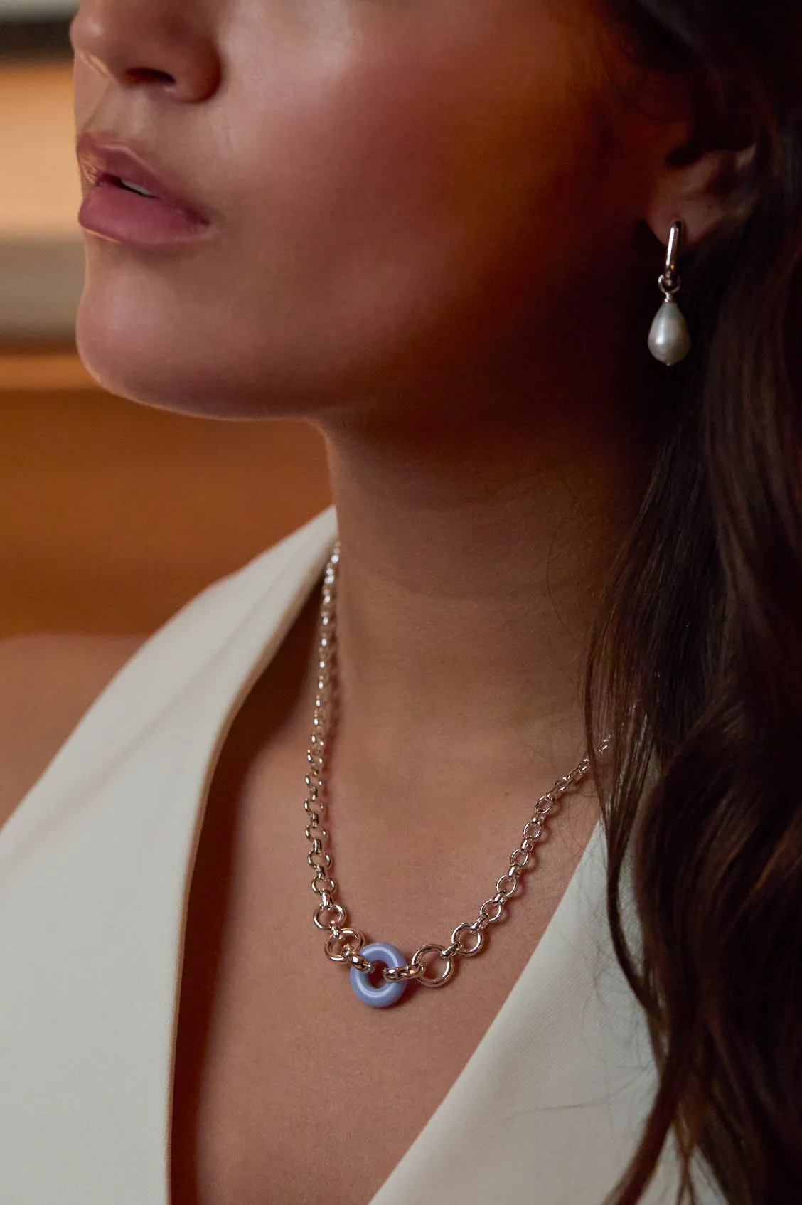 Blue Lace Agate Graduated Round Link Chain Necklace sold by Estella Bartlett product image thumbnail 2