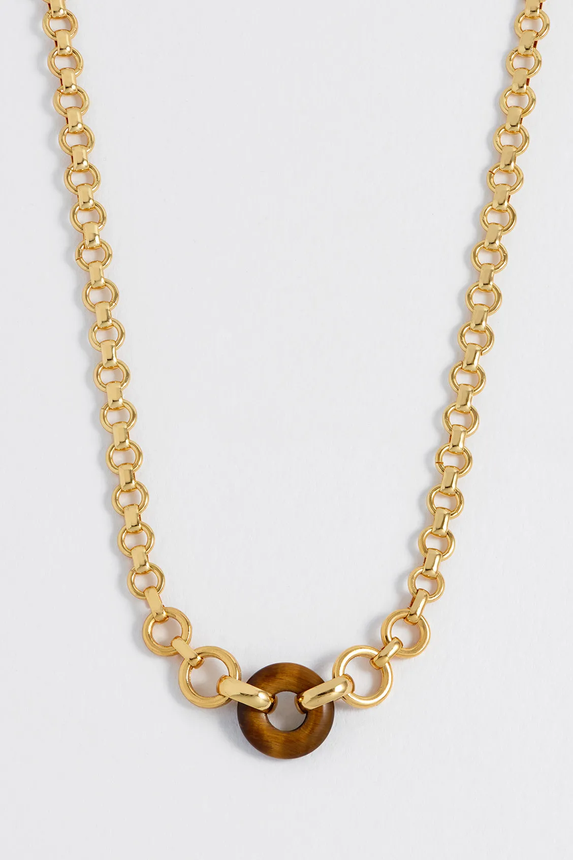 Tigers Eye Graduated Round Link Chain Necklace sold by Estella Bartlett