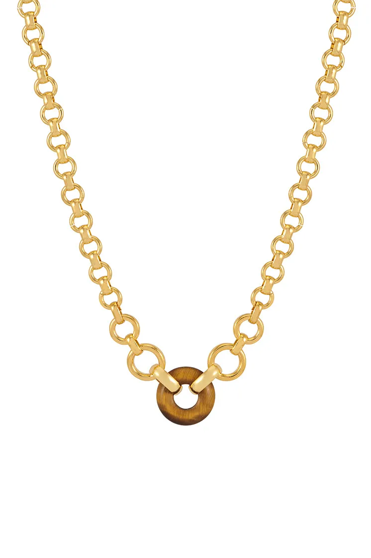 Tigers Eye Graduated Round Link Chain Necklace sold by Estella Bartlett product image thumbnail 3