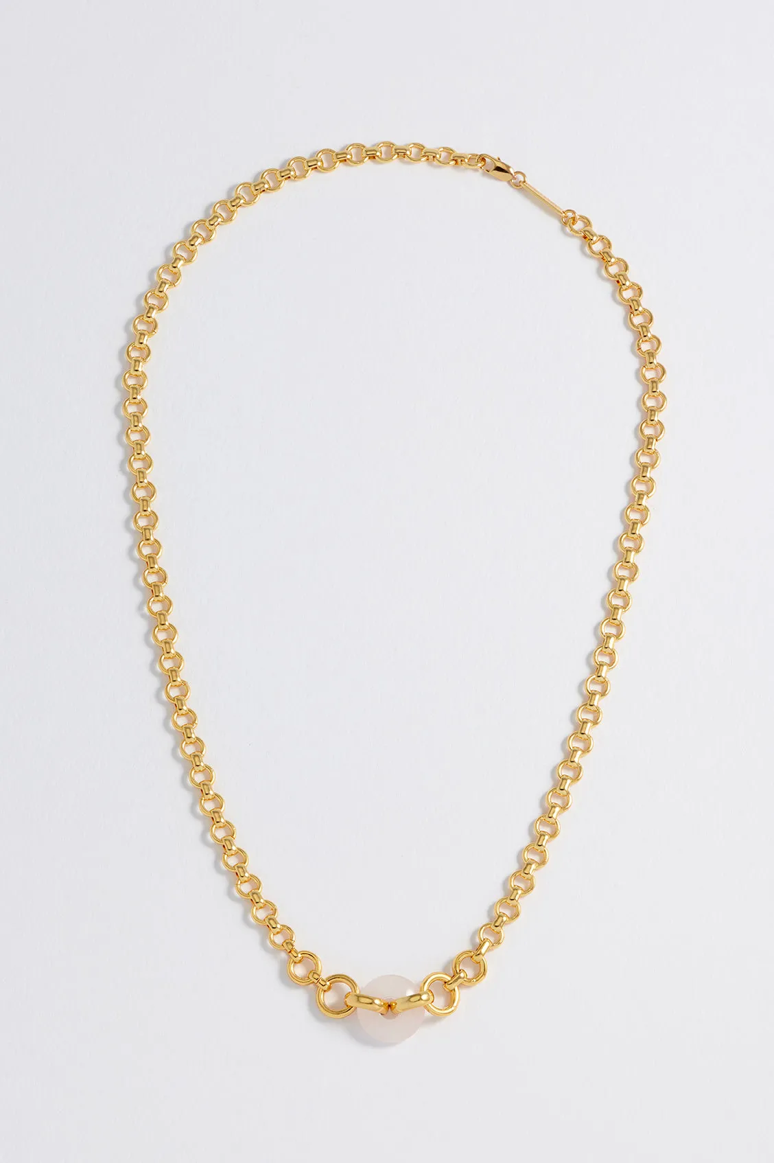 Rose Quartz Graduated Round Link Chain Necklace sold by Estella Bartlett product image thumbnail 5