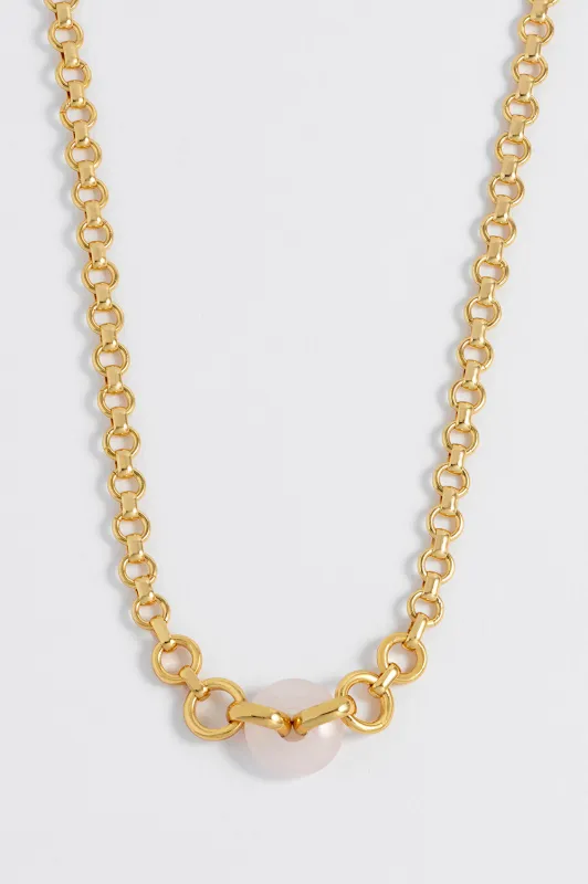 Rose Quartz Graduated Round Link Chain Necklace sold by Estella Bartlett