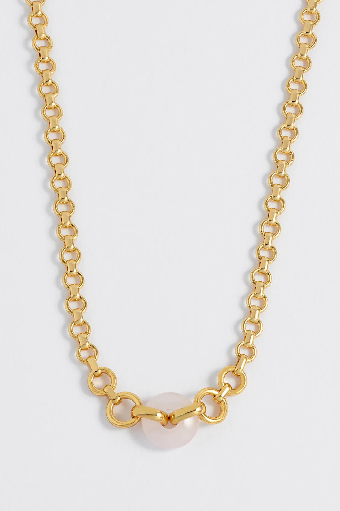 Rose Quartz Graduated Round Link Chain Necklace sold by Estella Bartlett