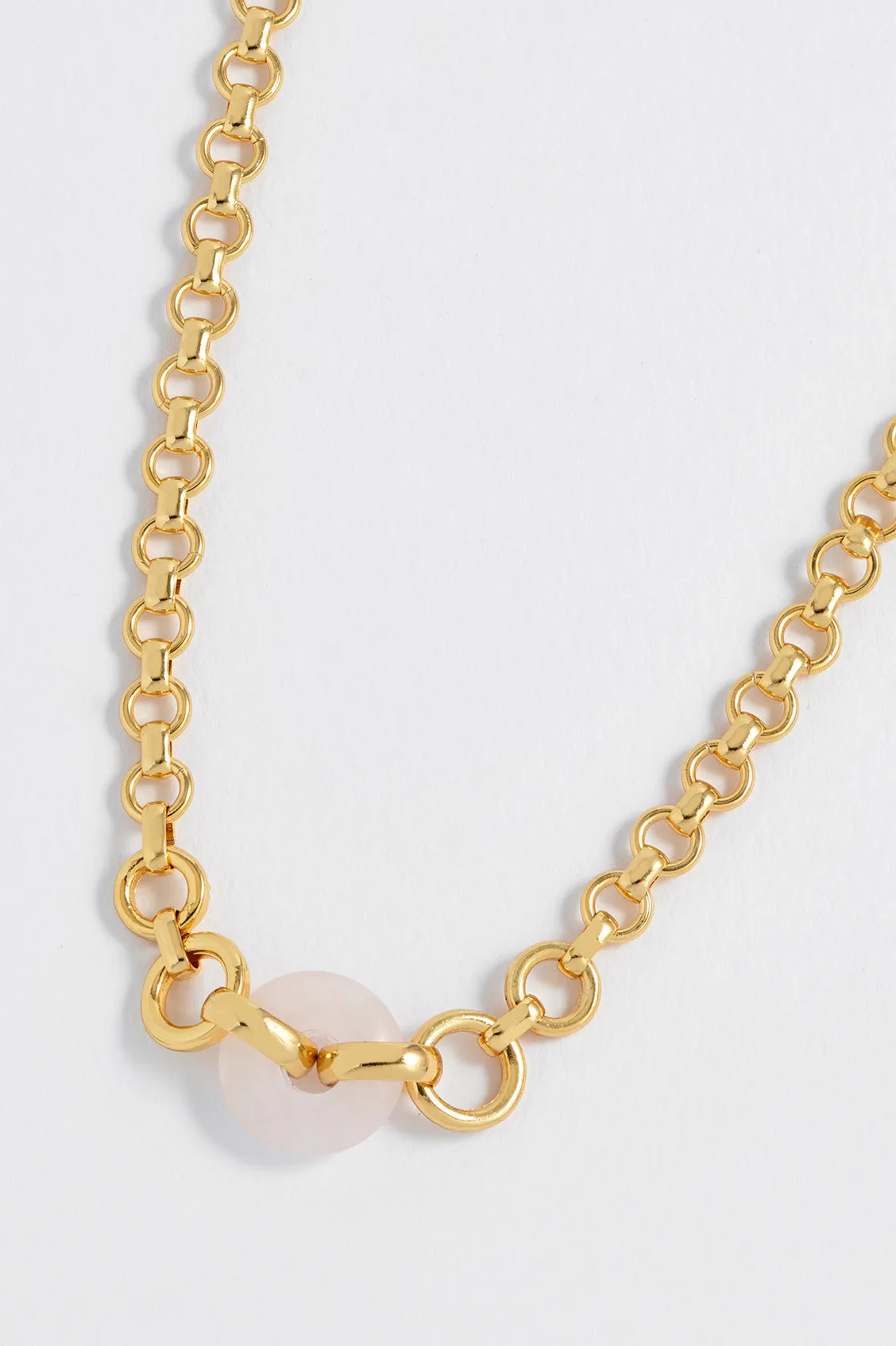 Rose Quartz Graduated Round Link Chain Necklace sold by Estella Bartlett product image thumbnail 4