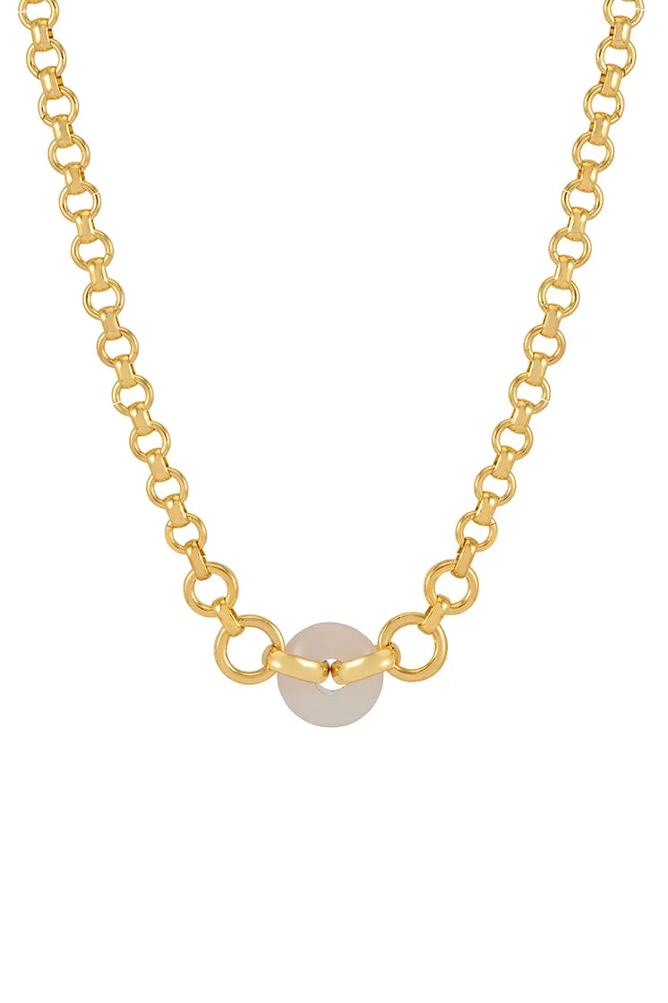 Rose Quartz Graduated Round Link Chain Necklace sold by Estella Bartlett product image thumbnail 3