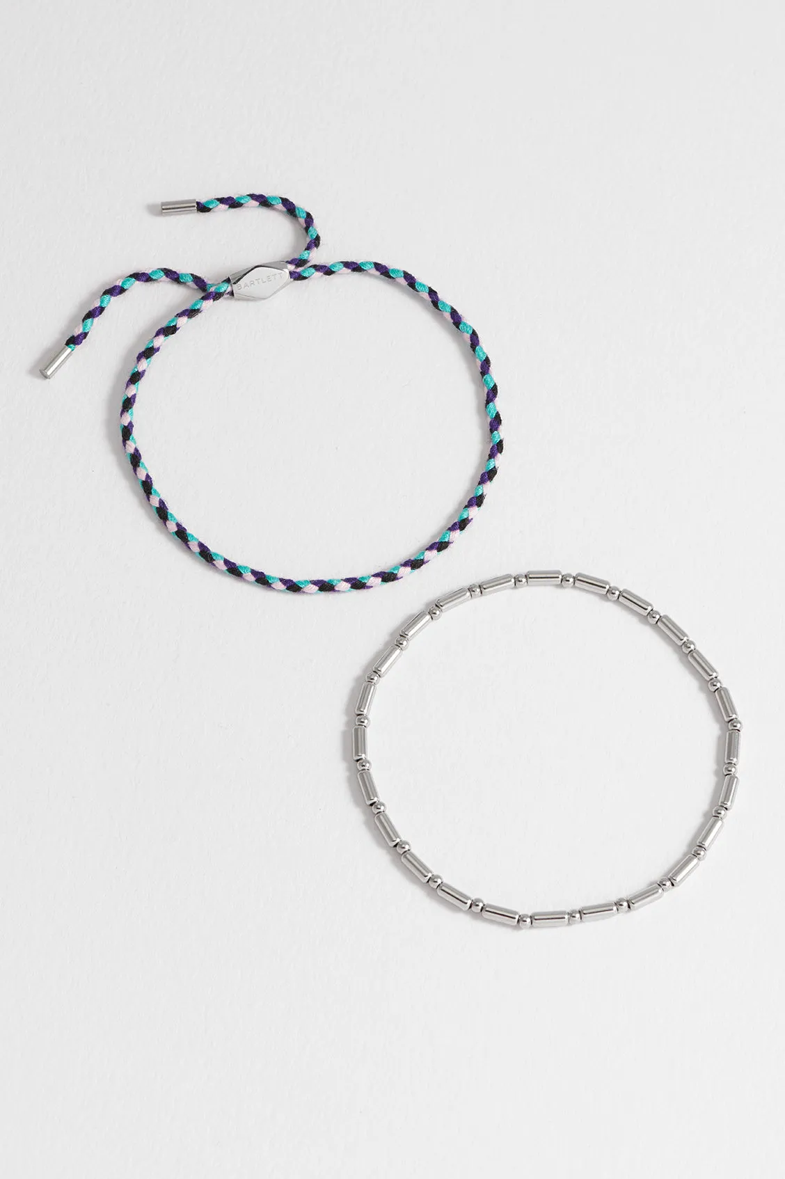 Men's Blue Cord and Beaded Stretch Duo Bracelet sold by Estella Bartlett