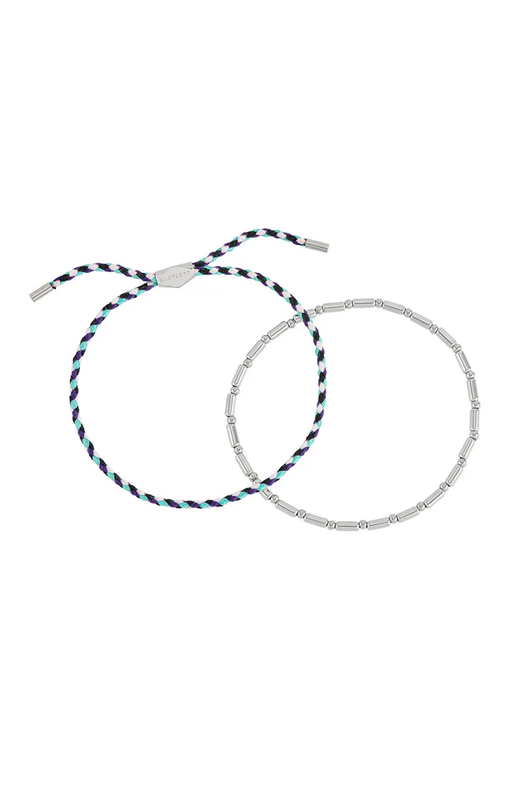 Men's Blue Cord and Beaded Stretch Duo Bracelet sold by Estella Bartlett product image thumbnail 3