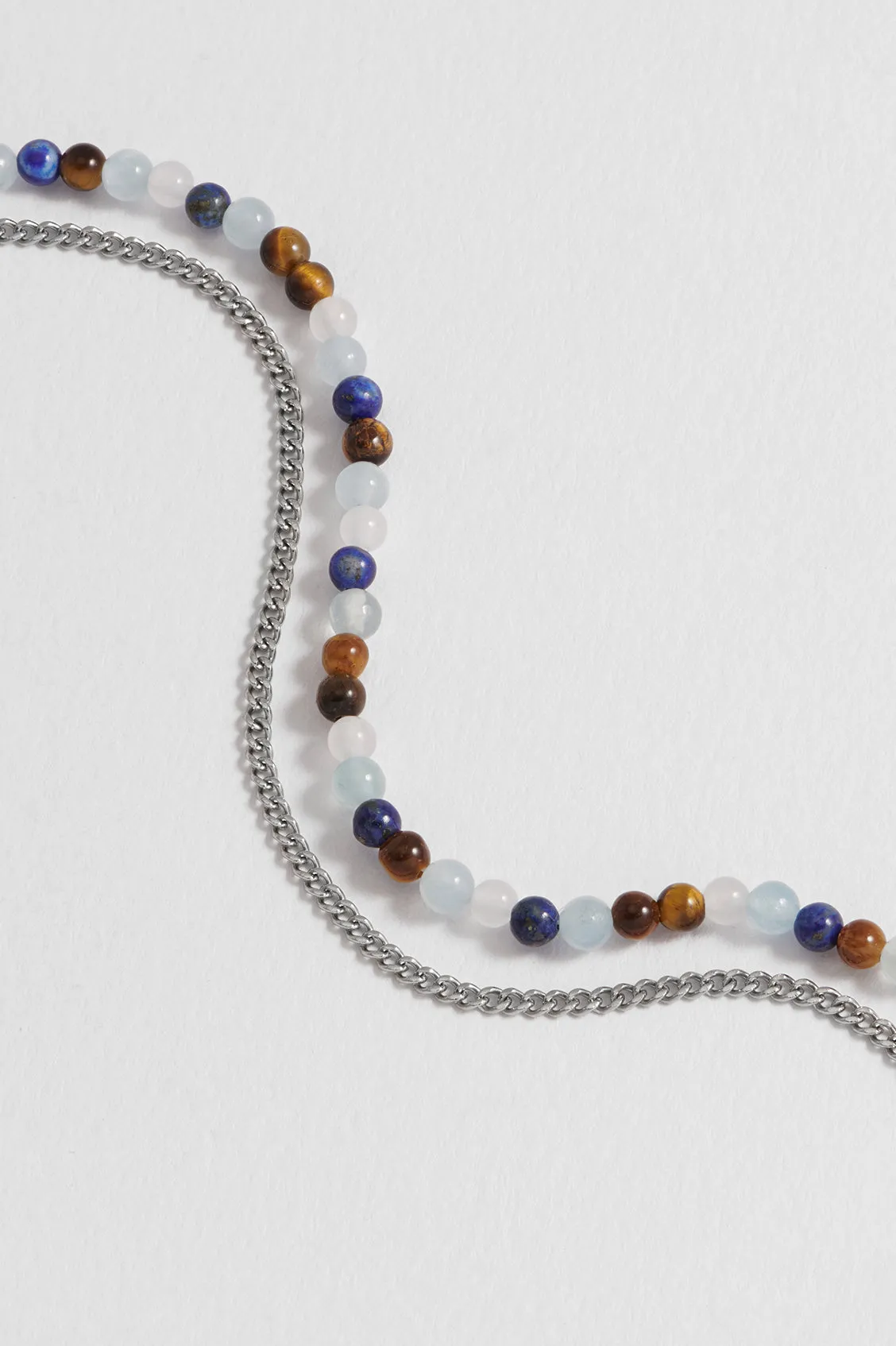 Men's Mixed Gemstone and Chain Duo Bracelet sold by Estella Bartlett product image thumbnail 4