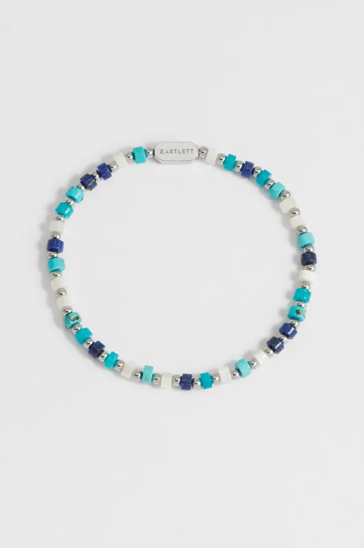 Men's Mixed Blue Gemstone Rondelle Bracelet sold by Estella Bartlett