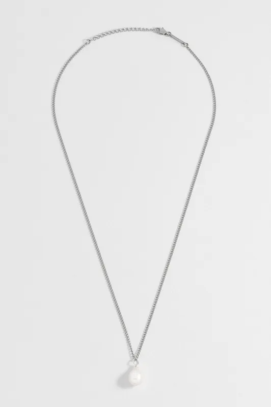 Men's Fine Curb Chain and Pearl Necklace sold by Estella Bartlett