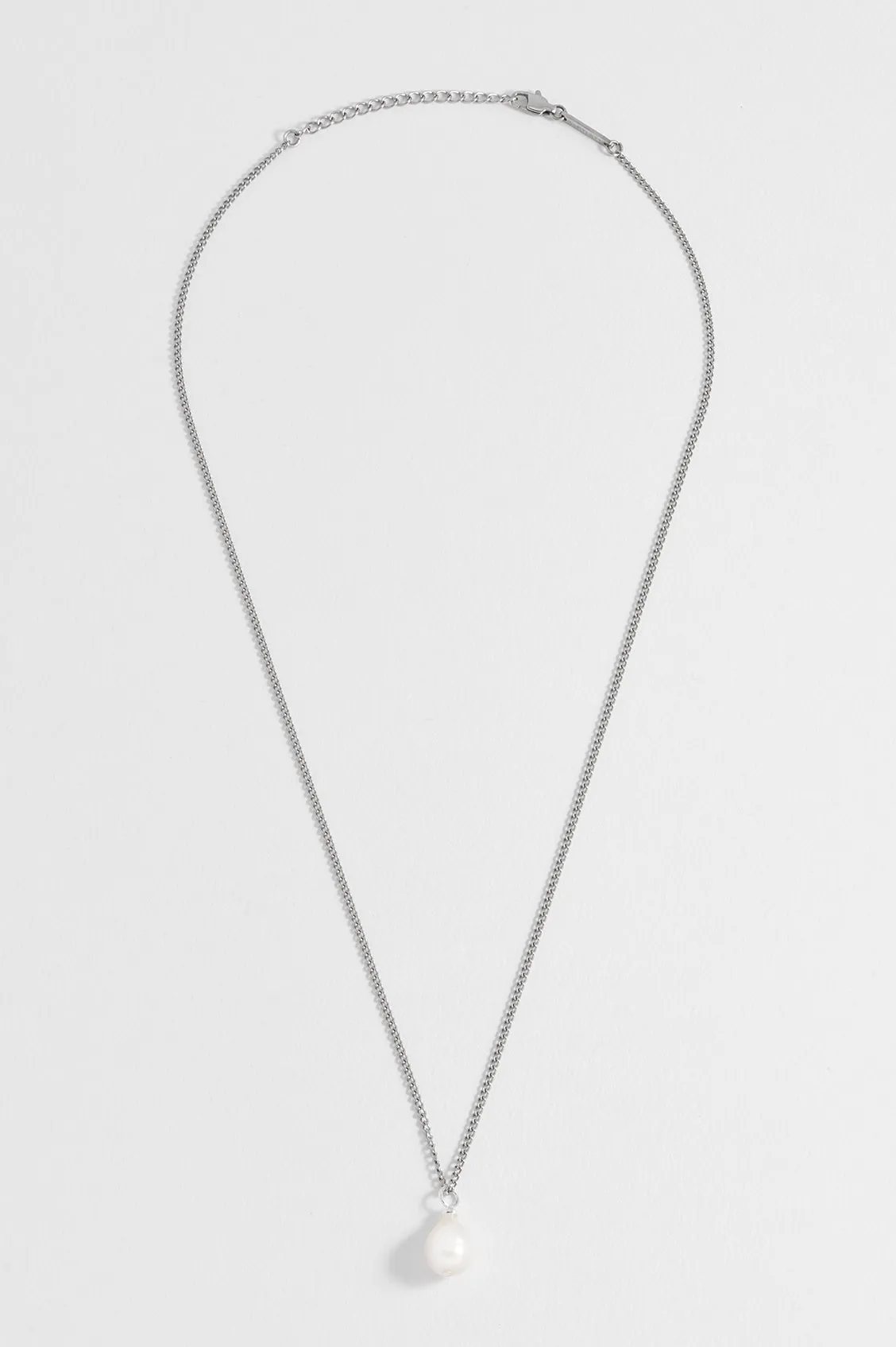 Men's Fine Curb Chain and Pearl Necklace sold by Estella Bartlett