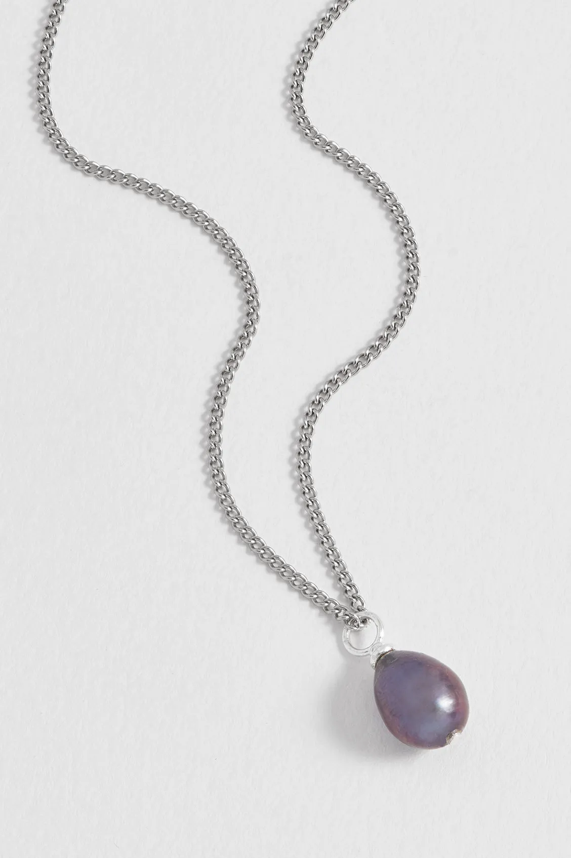 Men's Fine Curb Chain and Blue Pearl Necklace sold by Estella Bartlett product image thumbnail 5