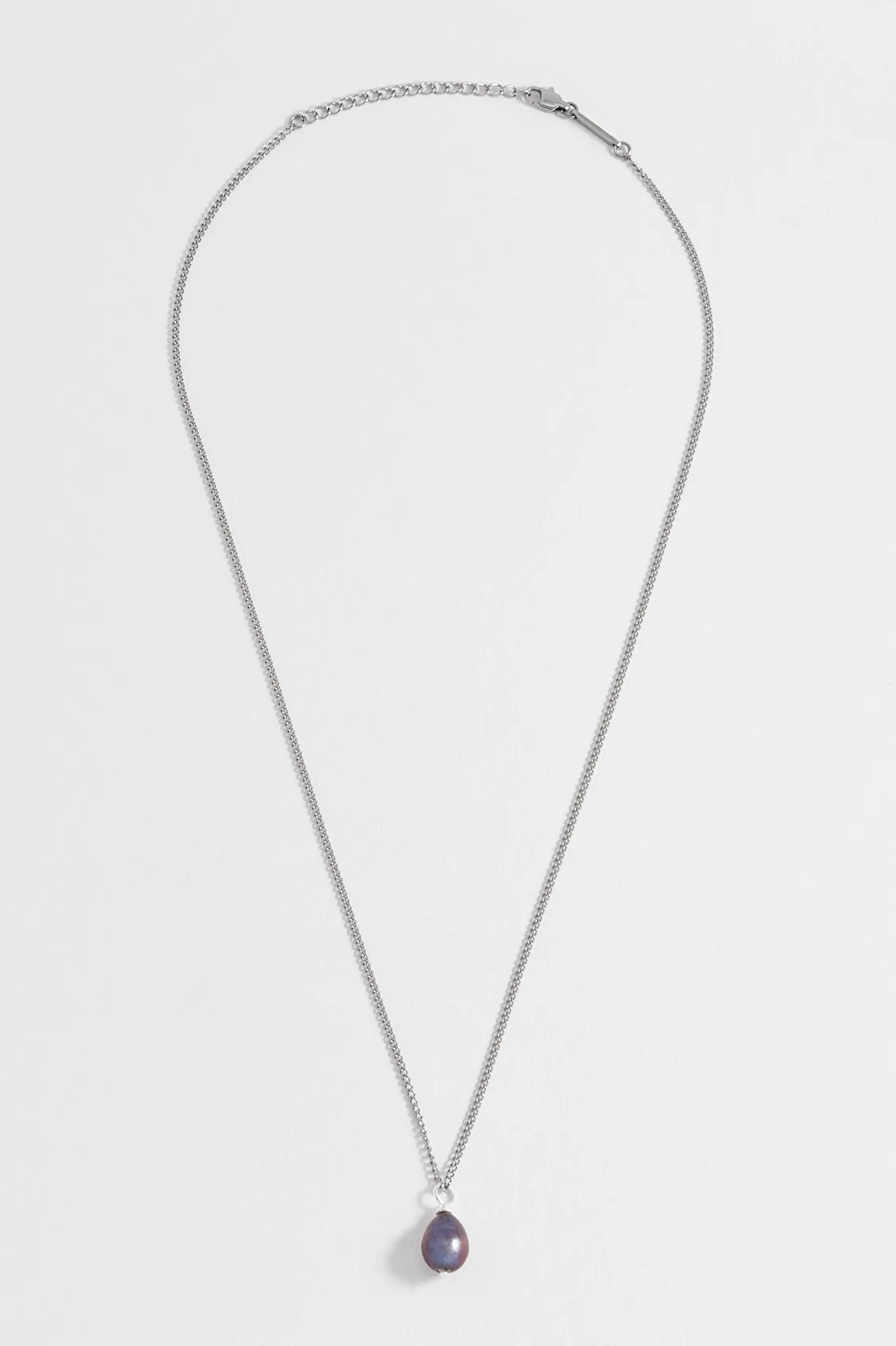 Men's Fine Curb Chain and Blue Pearl Necklace sold by Estella Bartlett