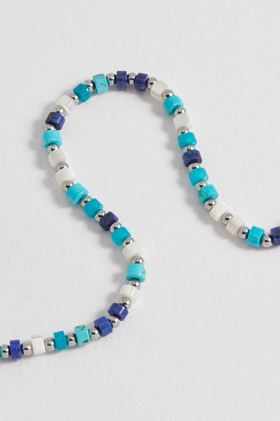 Men's Mixed Blue Gemstone Rondelle Necklace sold by Estella Bartlett product image thumbnail 4