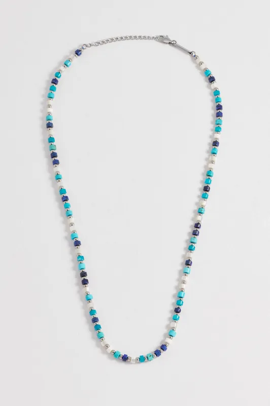 Men's Mixed Blue Gemstone Rondelle Necklace sold by Estella Bartlett