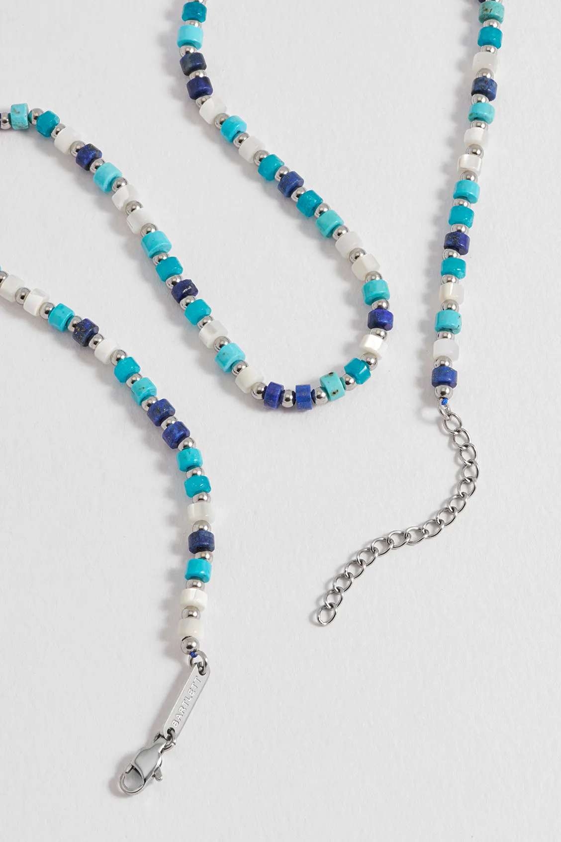 Men's Mixed Blue Gemstone Rondelle Necklace sold by Estella Bartlett product image thumbnail 5