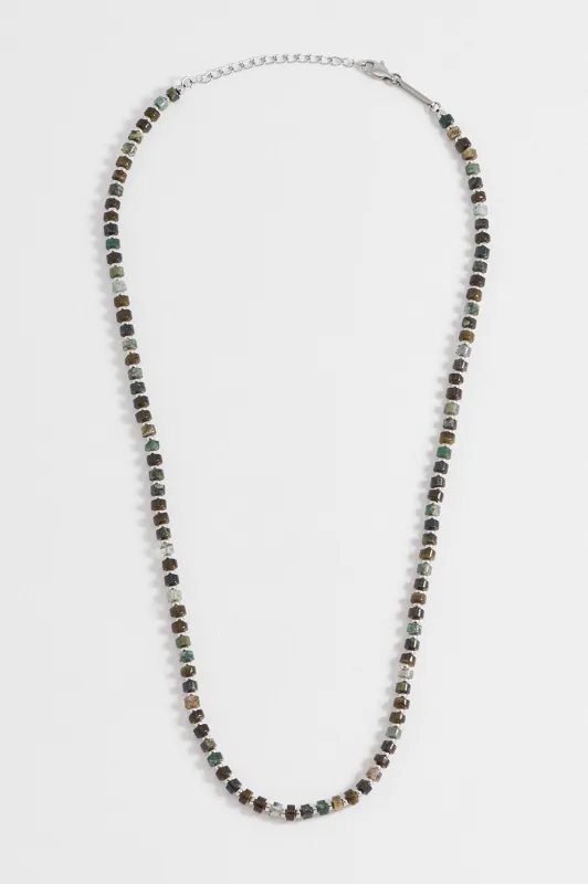 Men's Mixed Green Gemstone Rondelle Necklace sold by Estella Bartlett