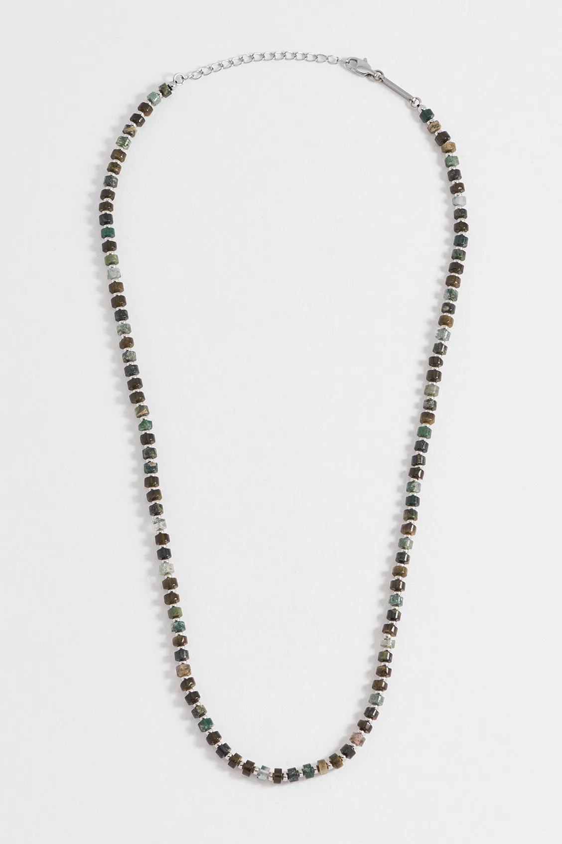 Men's Mixed Green Gemstone Rondelle Necklace sold by Estella Bartlett