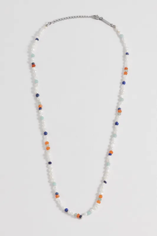 Men's Pearl and Mixed Gemstone Necklace sold by Estella Bartlett