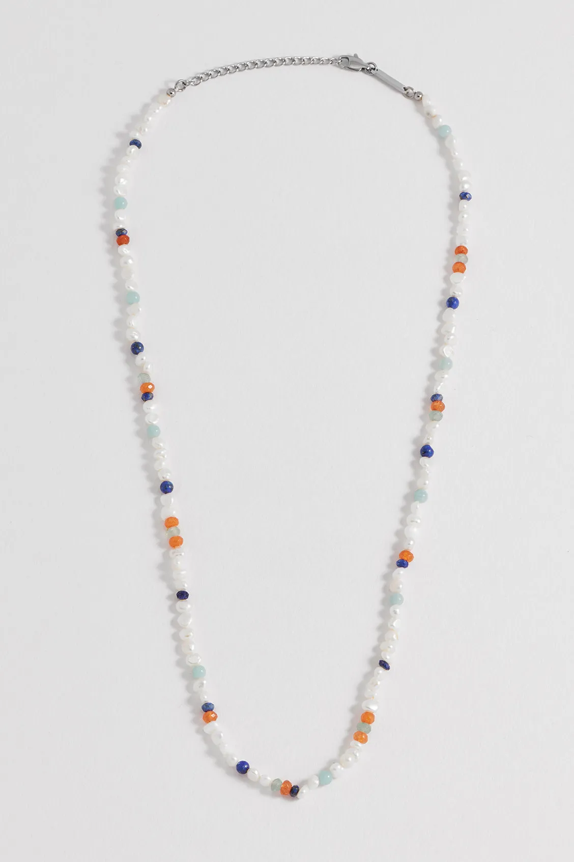 Men's Pearl and Mixed Gemstone Necklace sold by Estella Bartlett