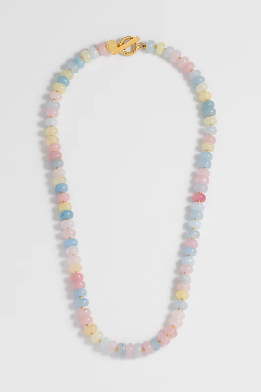 Pastel Multi Gemstone T-Bar Necklace sold by Estella Bartlett