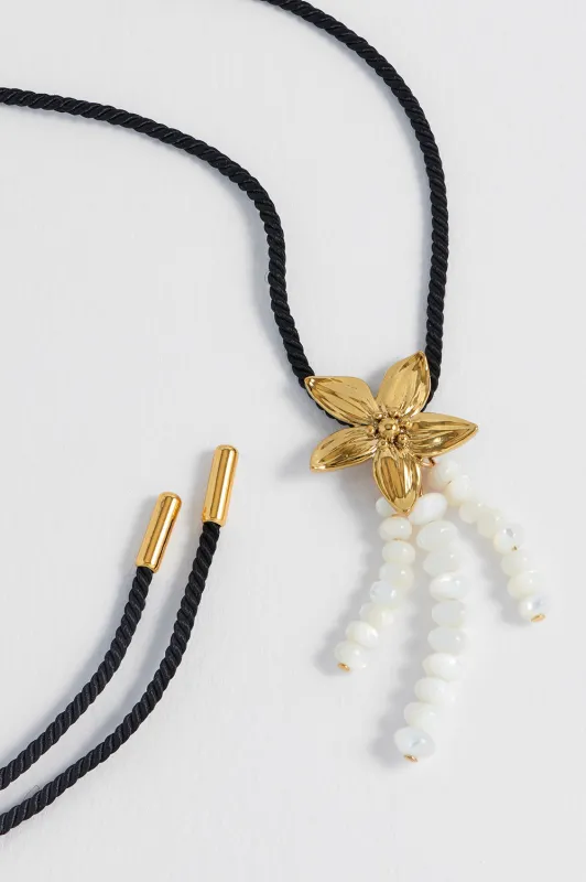 Pearl And Flower Cord Necklace sold by Estella Bartlett
