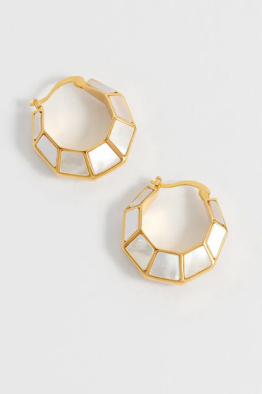Pearl Octagon Hinge Hoop Earrings sold by Estella Bartlett