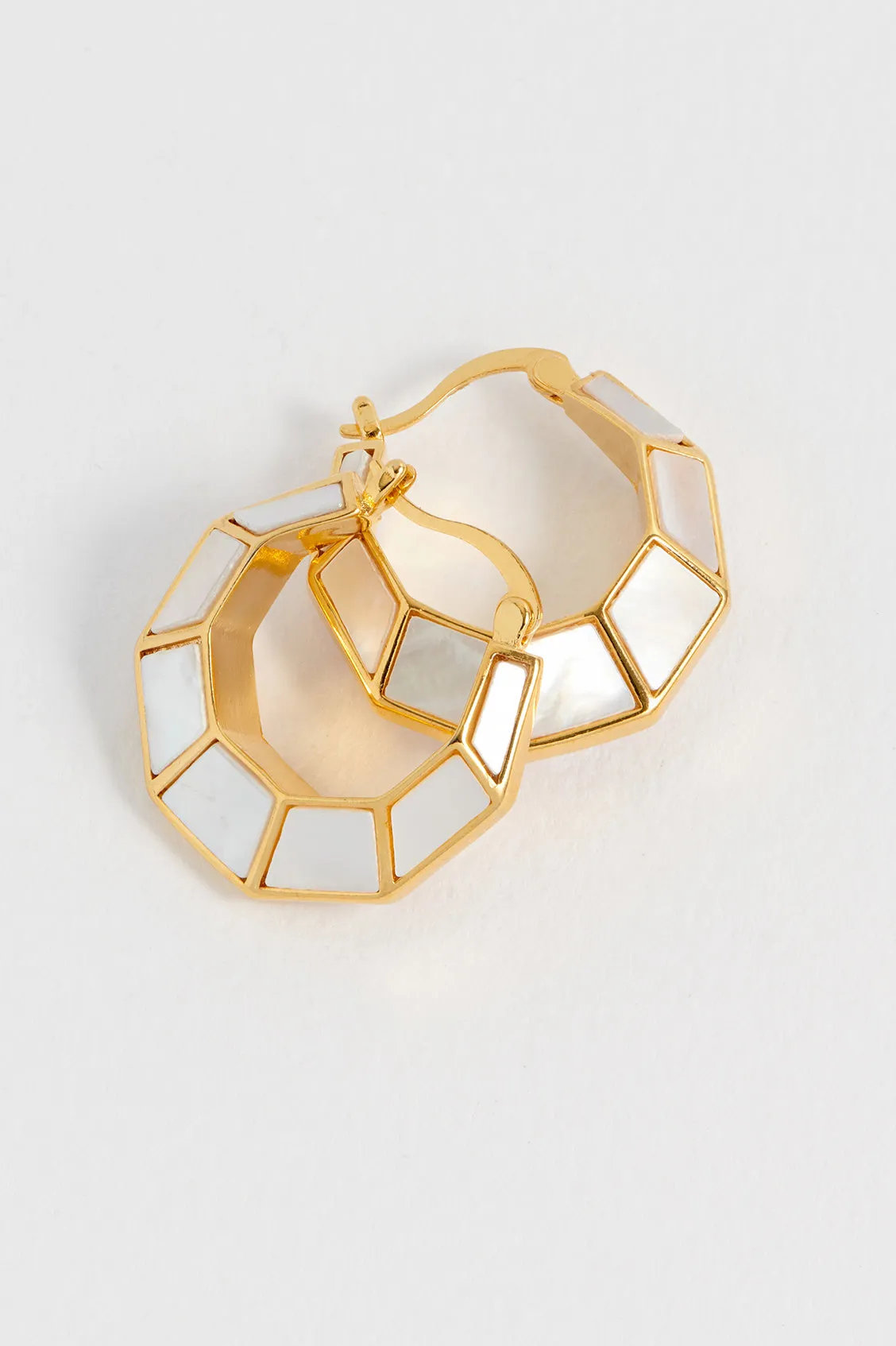 Pearl Octagon Hinge Hoop Earrings sold by Estella Bartlett product image thumbnail 5