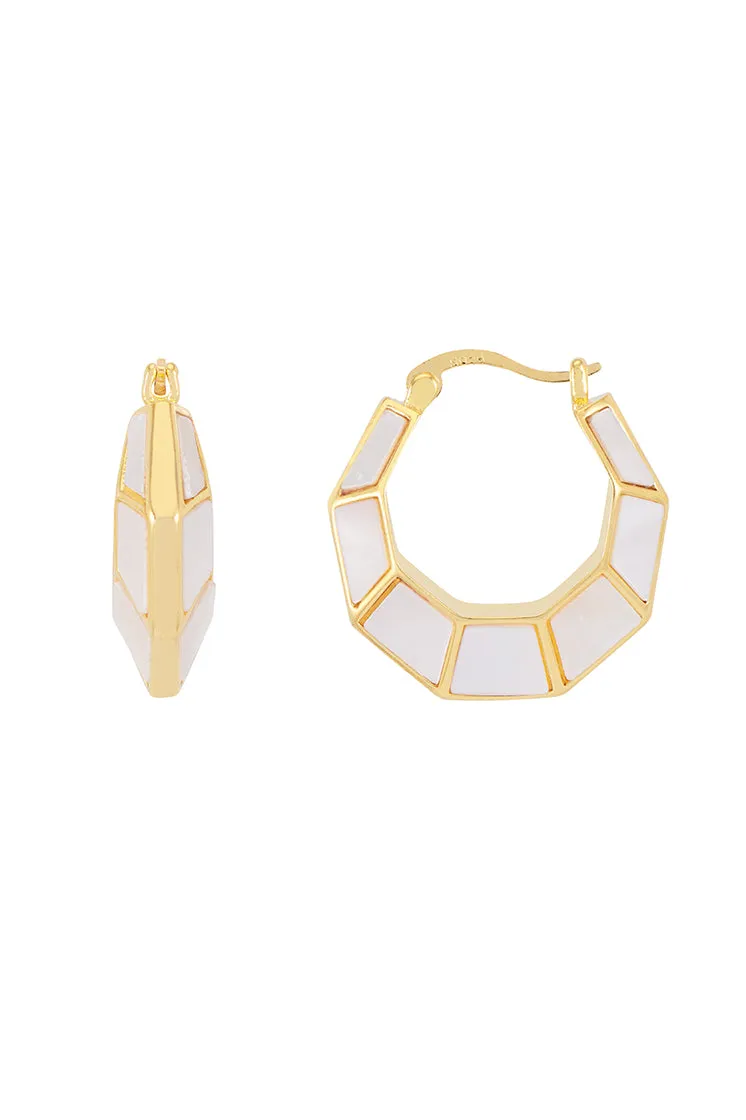 Pearl Octagon Hinge Hoop Earrings sold by Estella Bartlett product image thumbnail 3