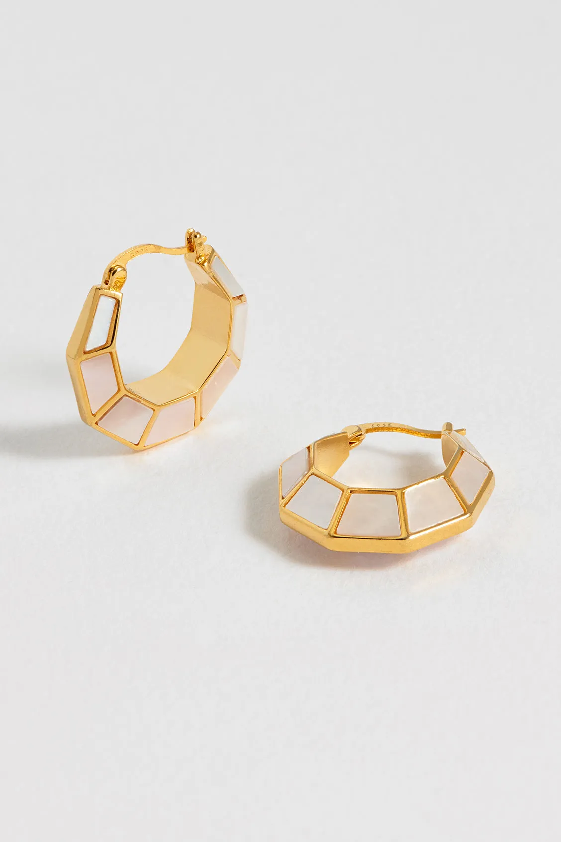 Pearl Octagon Hinge Hoop Earrings sold by Estella Bartlett product image thumbnail 4